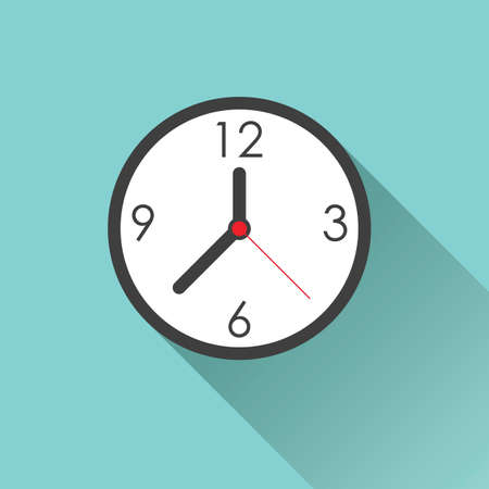Clock icon - simple flat design with long shadow, vectorのイラスト素材