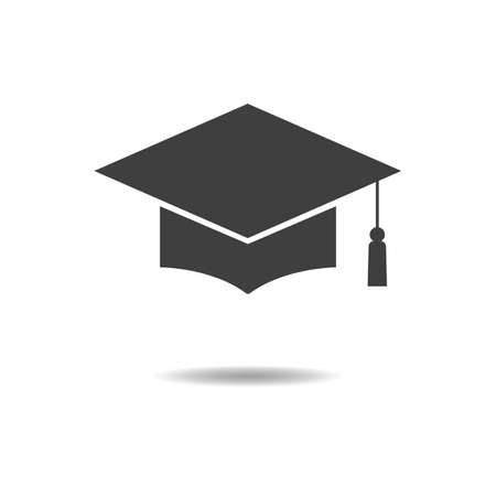 Graduation cap icon - simple flat design isolated on white background, vectorのイラスト素材