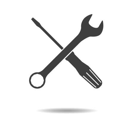 Tools icon - simple flat design of wrench and screwdriver isolated on white background, vectorのイラスト素材