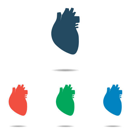 Human heart icon set - simple flat design isolated on white background, vectorのイラスト素材