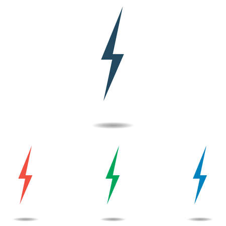 Lightning icon set - simple flat design isolated on white background, vectorのイラスト素材