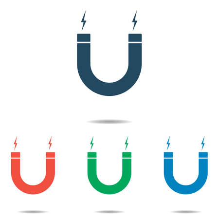 Magnet icon set - simple flat design isolated on white background, vectorのイラスト素材