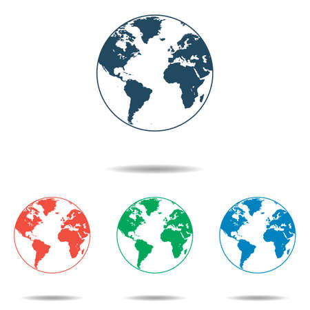 World icon set - simple flat design of globe isolated on white background, vectorのイラスト素材