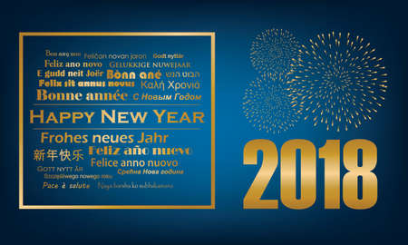 Happy New Year 2018 greeting card, vectorのイラスト素材