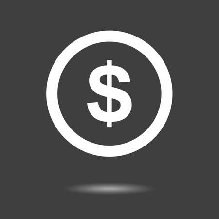 Dollar sign icon - simple flat design isolated on grey background, vectorのイラスト素材
