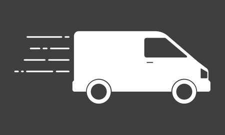 Fast shipping and delivery truck icon - simple flat design isolated on grey background, vectorのイラスト素材