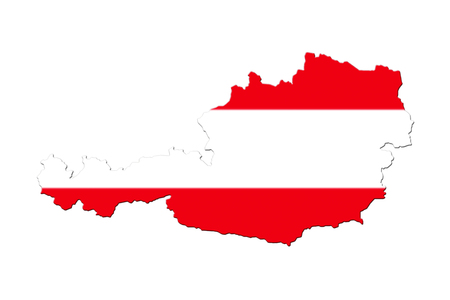 Map of Austria with national flag isolated on white backgroundの写真素材