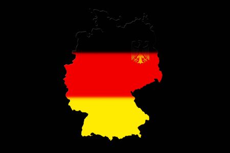 Map of Germany with national flag isolated on Black background With Crestの写真素材