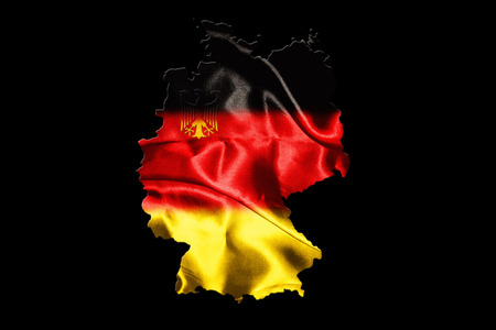 Map of Germany with national flag isolated on Black background With Crestの写真素材