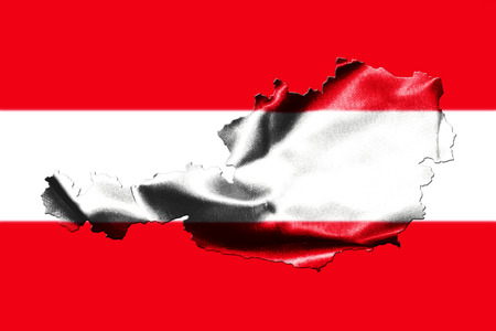 Map of Austria with national flag isolated on Austrian Flag  backgroundの写真素材