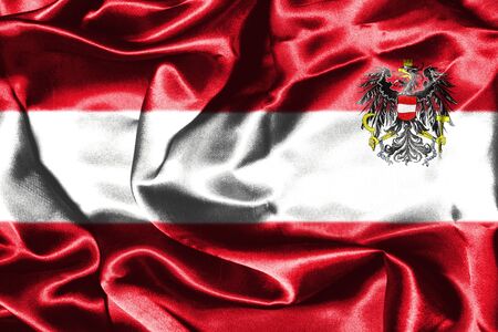 Austrian Flag Grunge Looking With Coat Of Arms Eagle Emblemの写真素材