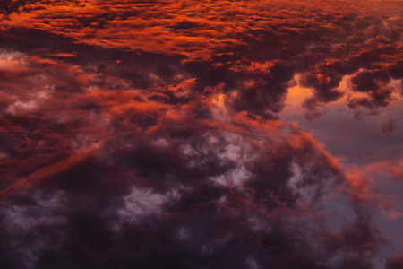 Colorful Heavenly Orange Warm Clouds On Sky at Sunset