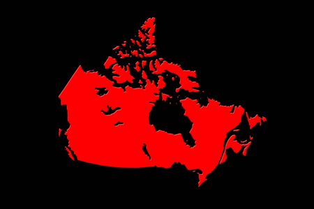Canadian Map On Black Background 3D Renderingの写真素材