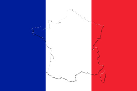 French National Flag With Map Of France On It 3D illustrationの写真素材