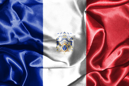National Flag Of France With Coat Of Arms On It 3D illustrationの写真素材