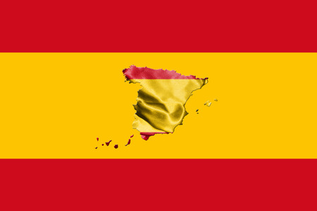 Spanish National Flag With Map Of Spain On It 3D illustration