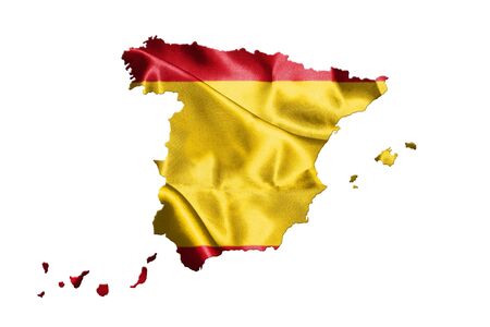 Map Of Spain With Spanish Flag On It Isolated On White Background 3D illustrationの写真素材