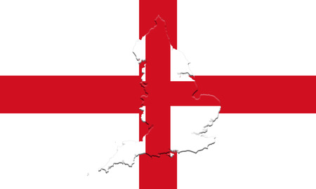 Flag of England With Map On It 3D illustrationの写真素材