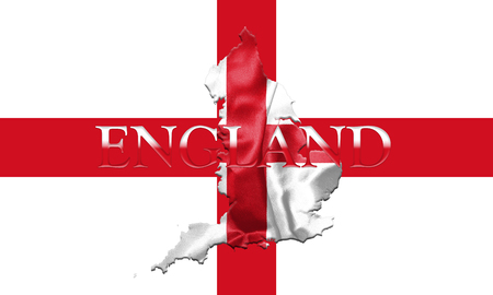 Flag of England With Map and Country Name On It On It 3D illustrationの写真素材
