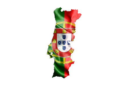 Portugal National Flag With Map Of Portugal Isolated On White Background 3D illustrationの写真素材