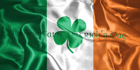 St. Patrick's Day. Flag Of Ireland With Clover Leafs 3D illustrationの写真素材