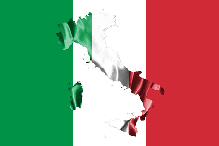 Map of Italy With Italian Flag. Official colors and proportion illustrationの写真素材