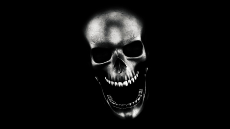 Human Skull On Black Background 3D Rendering. Halloween Conceptの写真素材