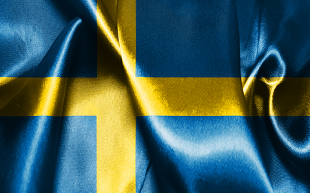 Sweden National Flag Waving in The Wind Illustration の写真素材