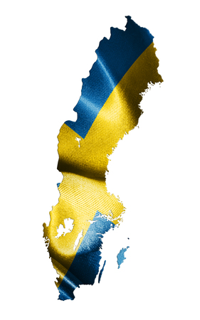 Sweden National Flag and Map Isolated On White Background Illustrationの写真素材