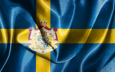Sweden National Flag With Coat Of Arms Illustrationの写真素材