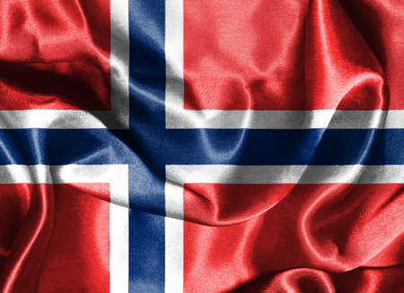 Flag of Norway. Blue Scandinavian Cross Over the Dannebrog, the Flag of Denmark 3D illustrationの写真素材