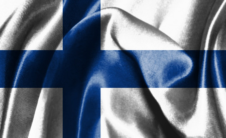 Flag Of Finland Waving In The Wind 3D illustrationの写真素材