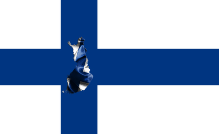 Flag of Finland With Map Of Country On It 3D illustrationの写真素材