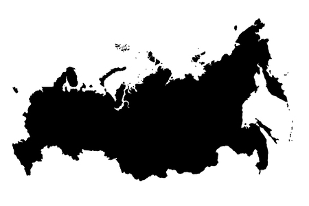 Map Of Russia Black Silhouette 3D Illustrationの写真素材