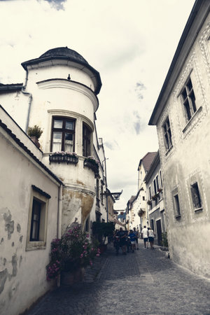 Durnstein (DÃ¼rnstein), Austria - July 07 2018: â€“ Old Street and Architecture Stock...