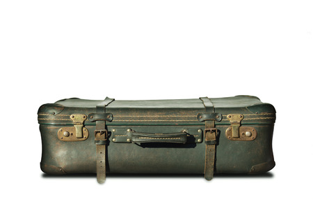 Travel Vintage Leather Suitcase Isolated On White Backgroundの写真素材