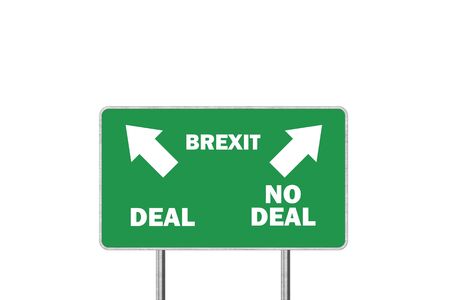 Brexit, Deal or No deal concept. Road sign With Arrows and Textの写真素材
