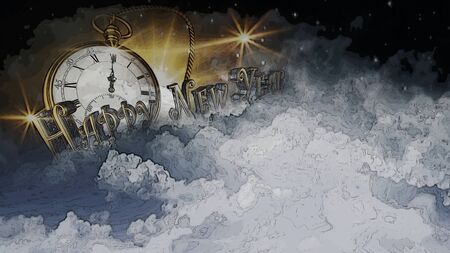 Santa Claus in Christmas Night. Happy New Year and Merry Christmas illustrationの写真素材