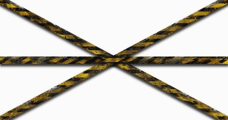 Yellow Biohazard, danger, warning ,caution tape. Infected zone lockdown 3D illustrationの写真素材