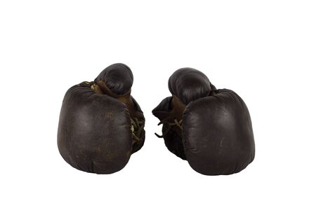 Vintage Boxing Gloves Isolated on White Backgroundの写真素材