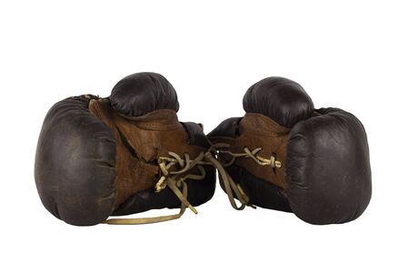 Vintage Boxing Gloves Isolated on White Backgroundの写真素材