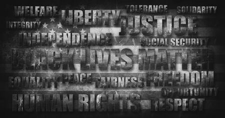 Black lives matter text over grunge Flag of United States of America 3D illustrationの写真素材