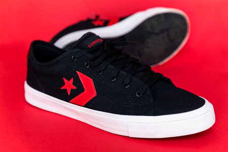 BELGRADE, Serbia â July 07. 2020: Brand new Converse Star Replay Ox sneakers studio portrait - illustrative editorialのeditorial素材