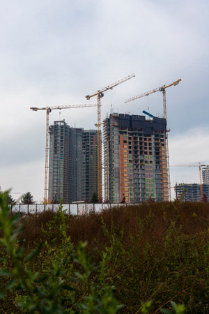 Belgrade, Serbia -  November 23, 2020: Belgrade Waterfront residences and business buildings under...