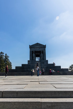 Belgrade, Serbia - April 24, 2021: Monument to the Unknown Hero at the top of the Avala mountain near Belgrade, Serbiaのeditorial素材