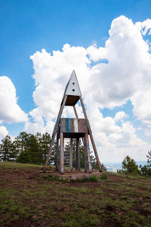 Lookout tower at viewpoint Crni Vrh at Divcibare mountain in Serbiaの写真素材