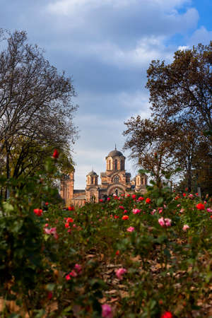 Saint Mark's church located in Belgrade, Serbiaの写真素材