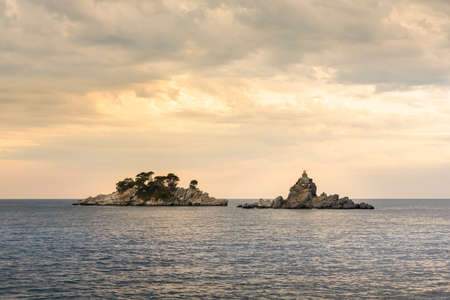 Island of Sveta Nedelja (Saint Sunday) at sunset near Petrovac in Montenegro