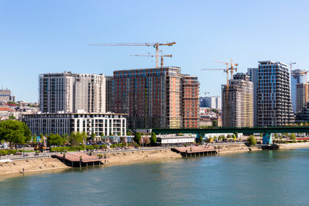 Belgrade, Serbia - April 25 2022 : Belgrade Waterfront, residential and bussines luxury area by the river Savaのeditorial素材