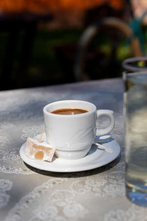 Coffee cup on the table. Traditional turkish coffeeの写真素材